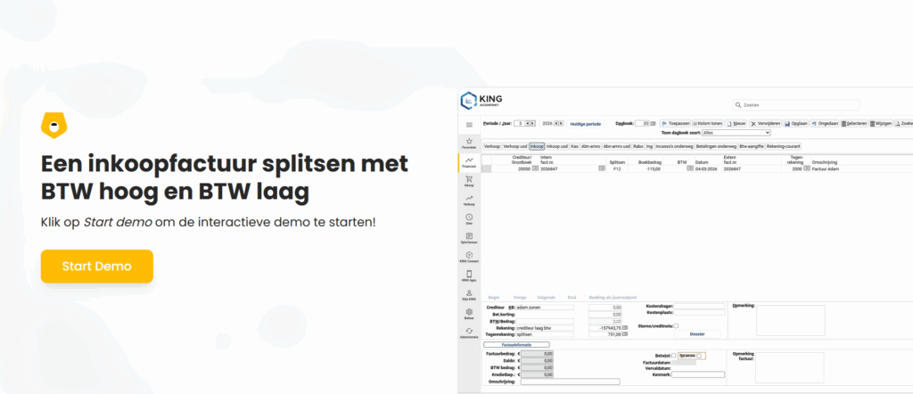 Een inkoopfactuur splitsen met BTW hoog en BTW laag